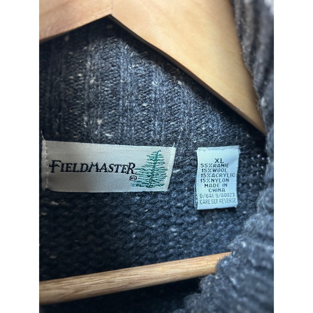 Fieldmaster Men's Wool Blend Fair Isle Half Zip Sweater Charcoal XL - Picture 3 of 5